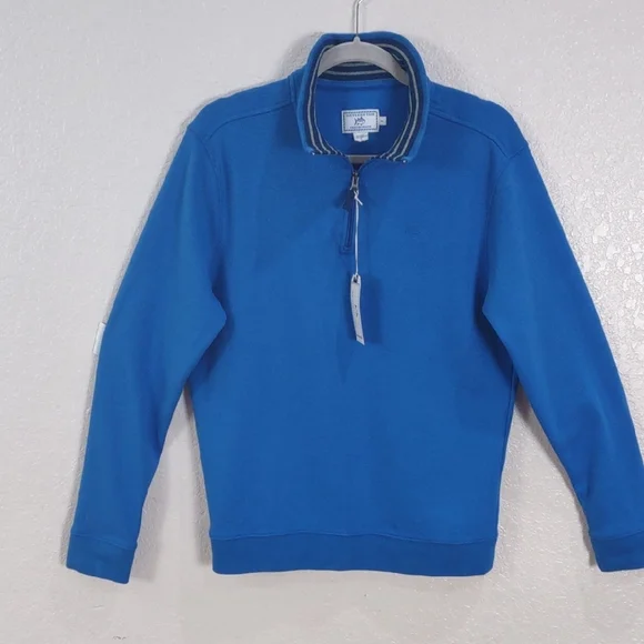 Southern Tide, Size M,Men's Blue Quarter-Zip Sweater - Picture 8 of 17